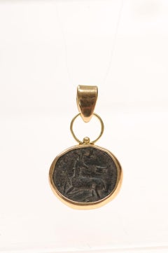 Stag & Bee Bronze [coin] Pendant with 18 Karat Gold (pendant only)