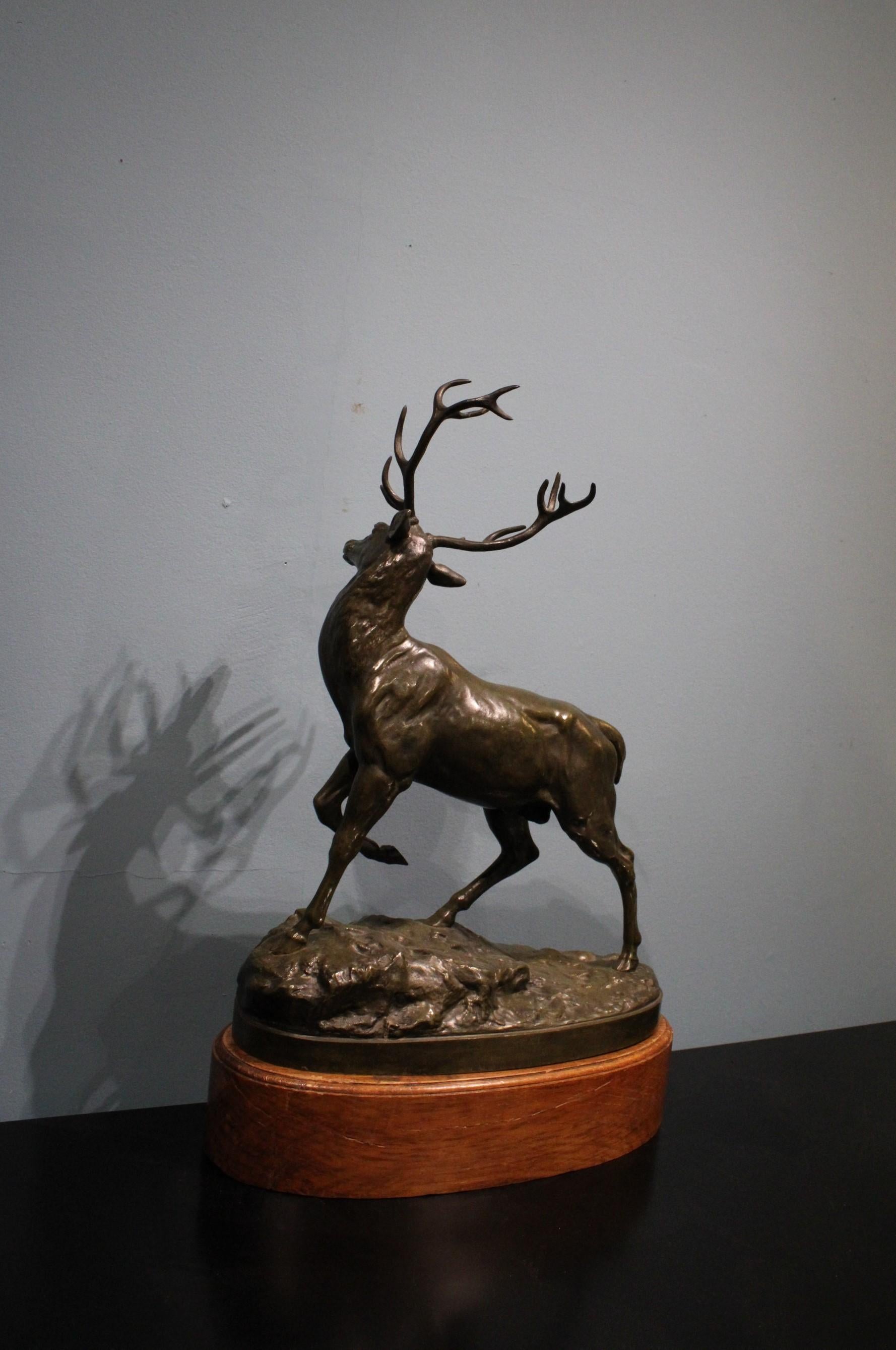 Stag Bronze by Vidal Louis In Good Condition In Paris, FR