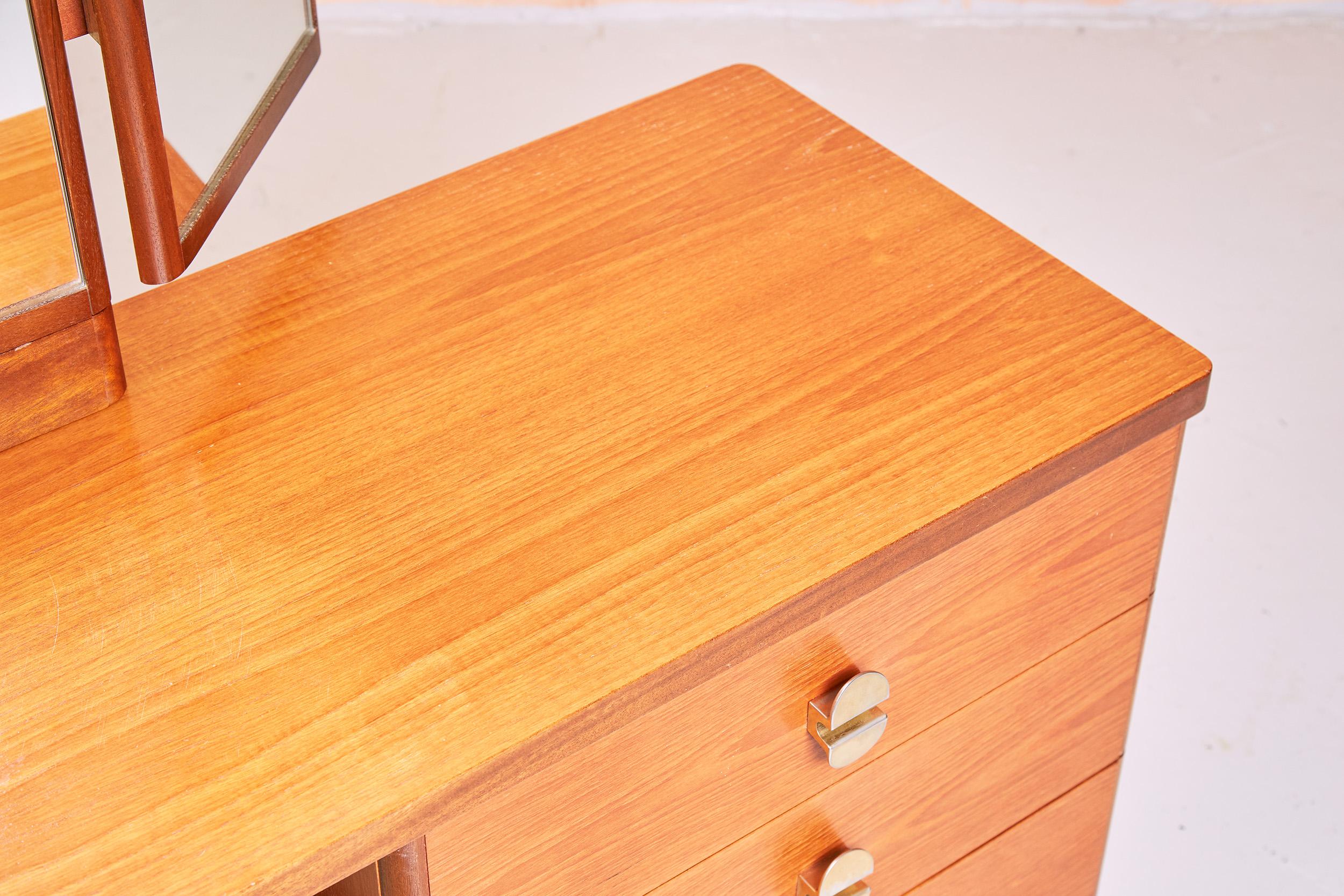 Teak Stag Cantata Dressing Table With Brass Handles, 1970s