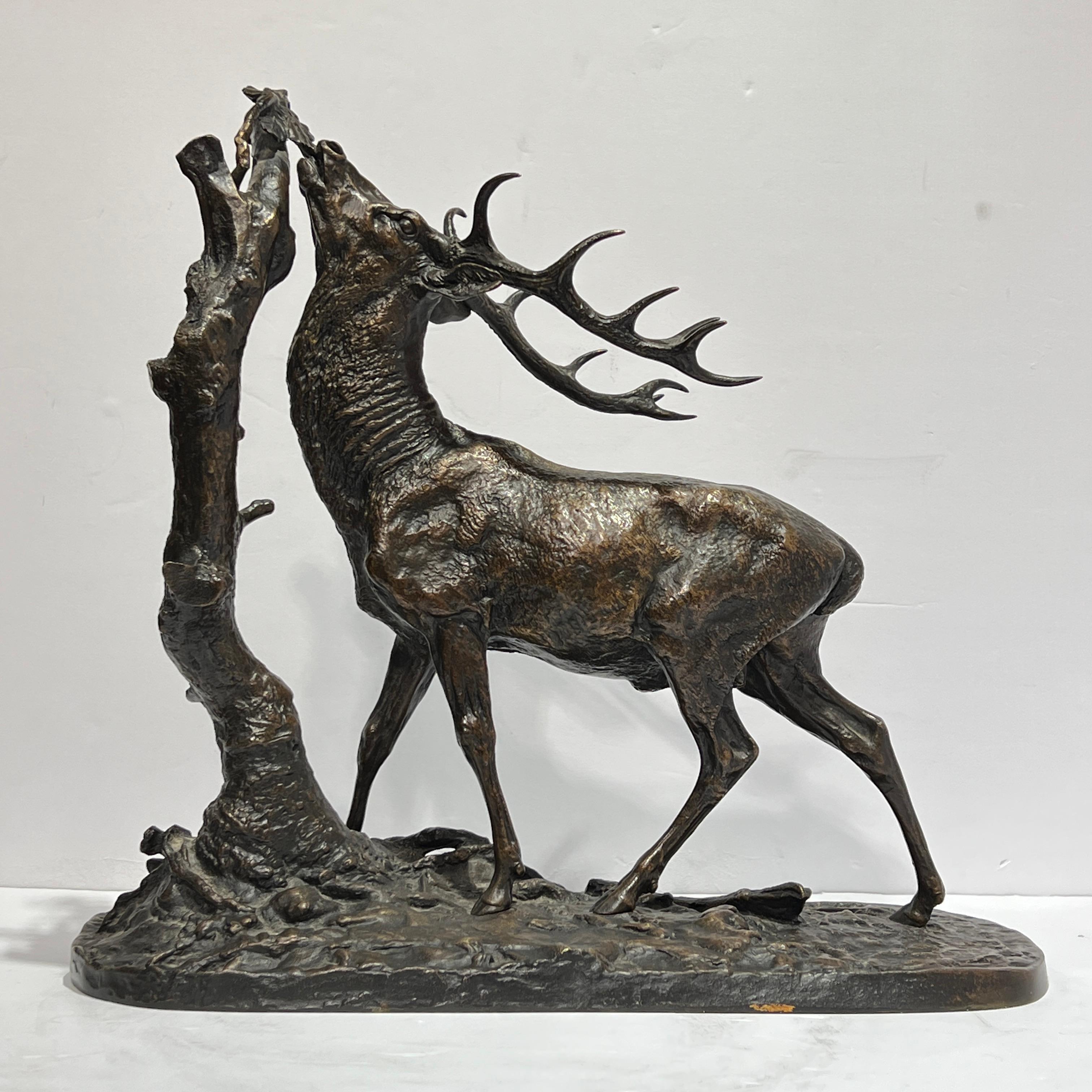 XIXe siècle Sculpture de cerf d'après Pierre Jules Mene en vente