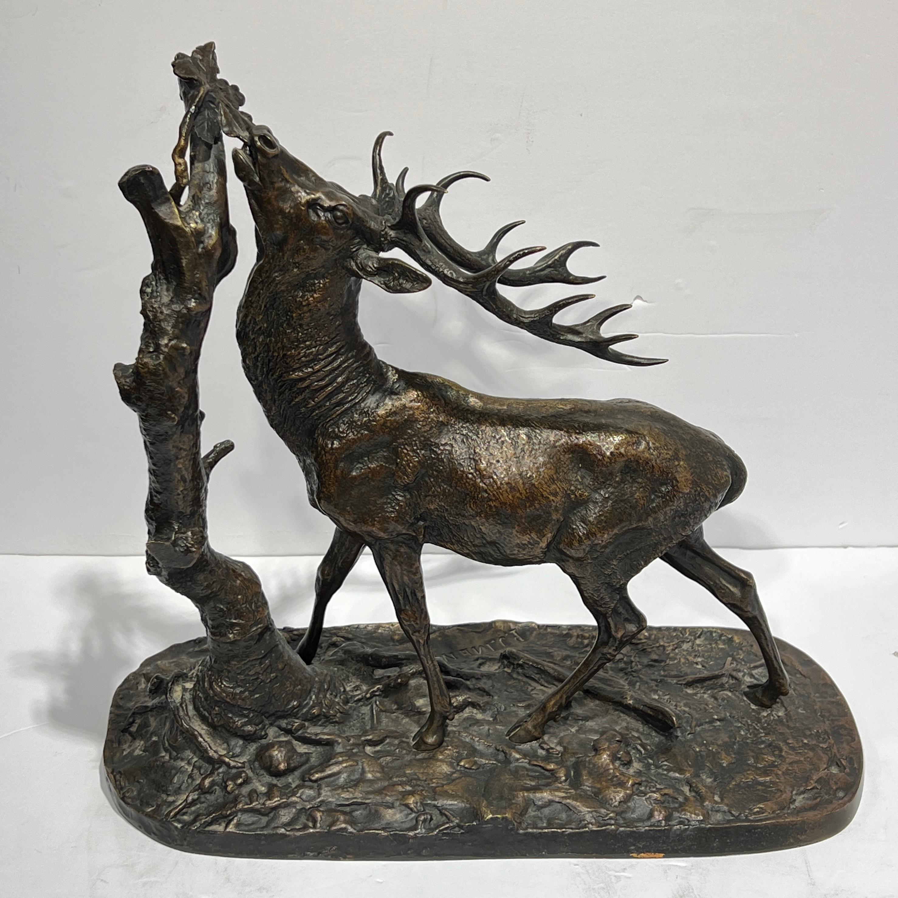 Bronze Sculpture de cerf d'après Pierre Jules Mene en vente