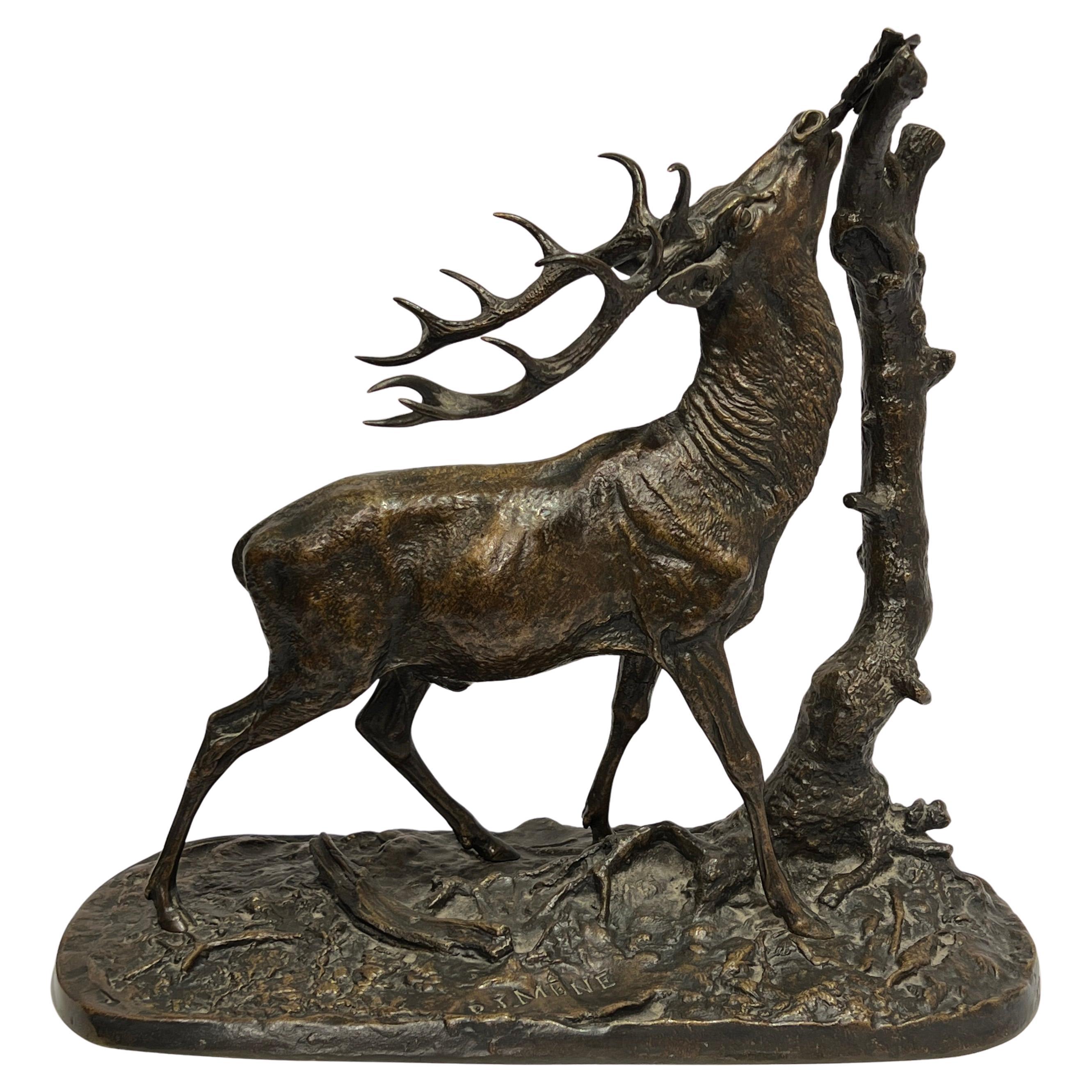 Ciervo escultura de bronce según Pierre Jules Mene