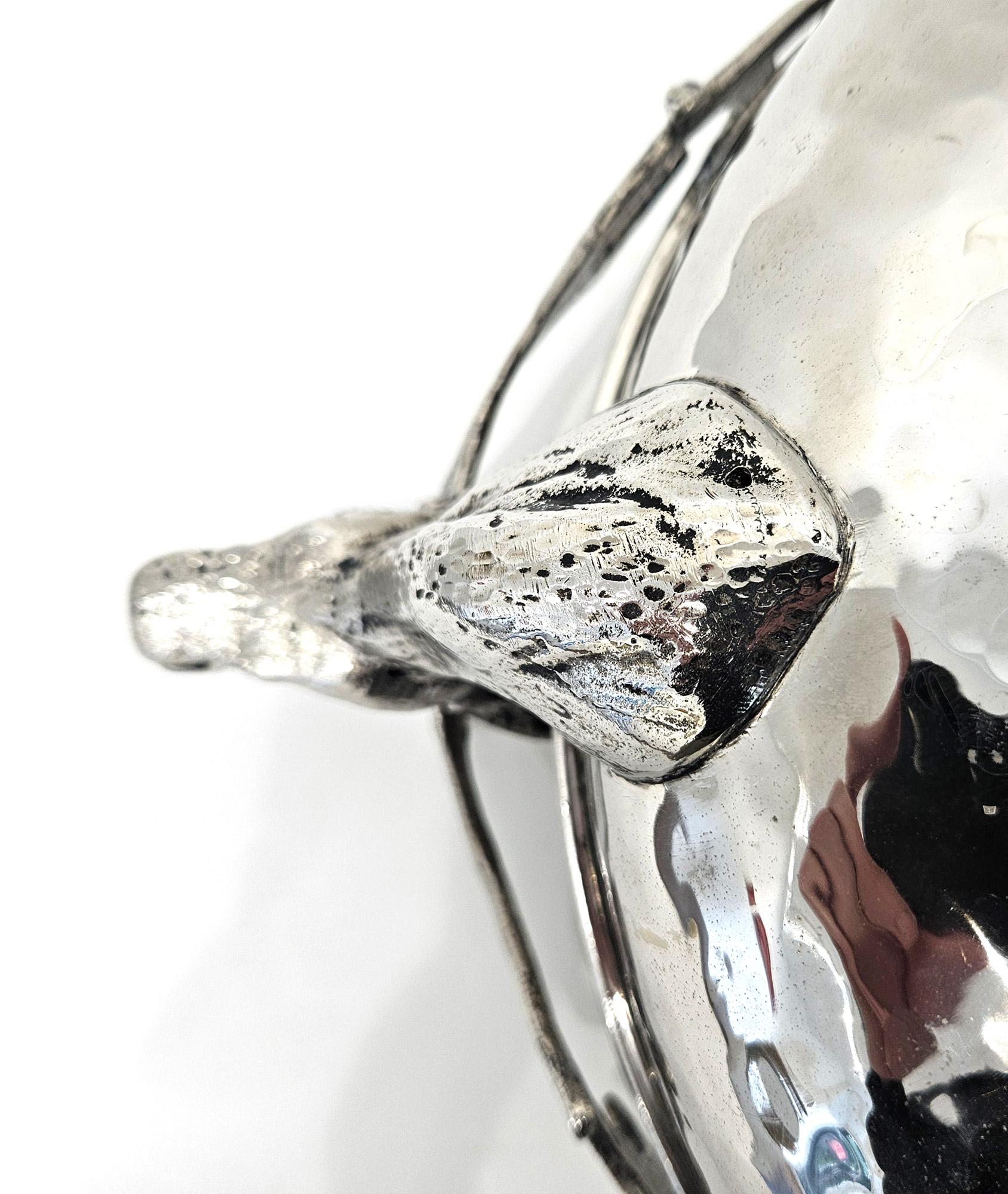 Ciotola con testa di cervo in argento anni '70 nello stile di Gabriella Crespi per Dior in vendita 7