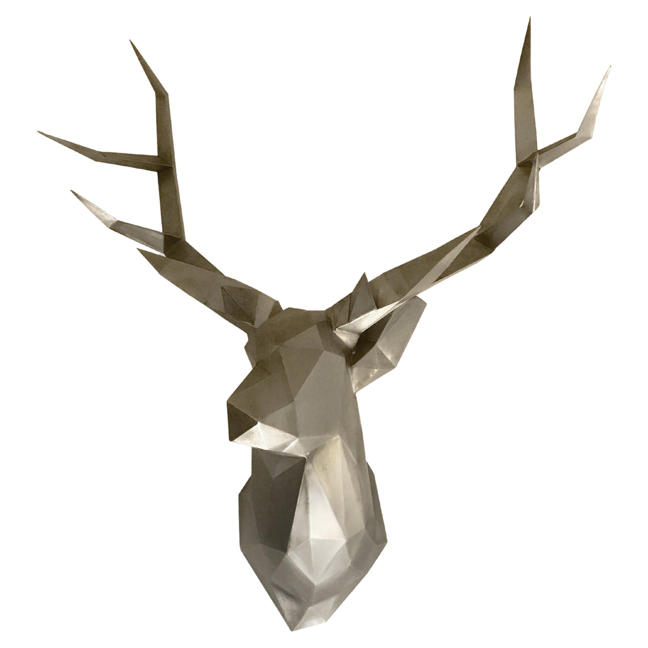 "STAG" - Faceted Elk Wall Mount - Fabricated metal For Sale