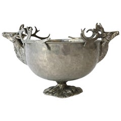 Vintage Stag Head Metal Footed Bowl