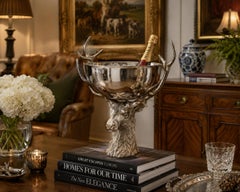 Stag Head Stainless Steel Wine Cooler, Champagne Bucket & Ice Bowl Centrepiece