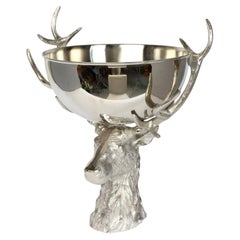 Stag Head Stainless Steel Wine Cooler, Champagne Bucket & Ice Bowl Centrepiece