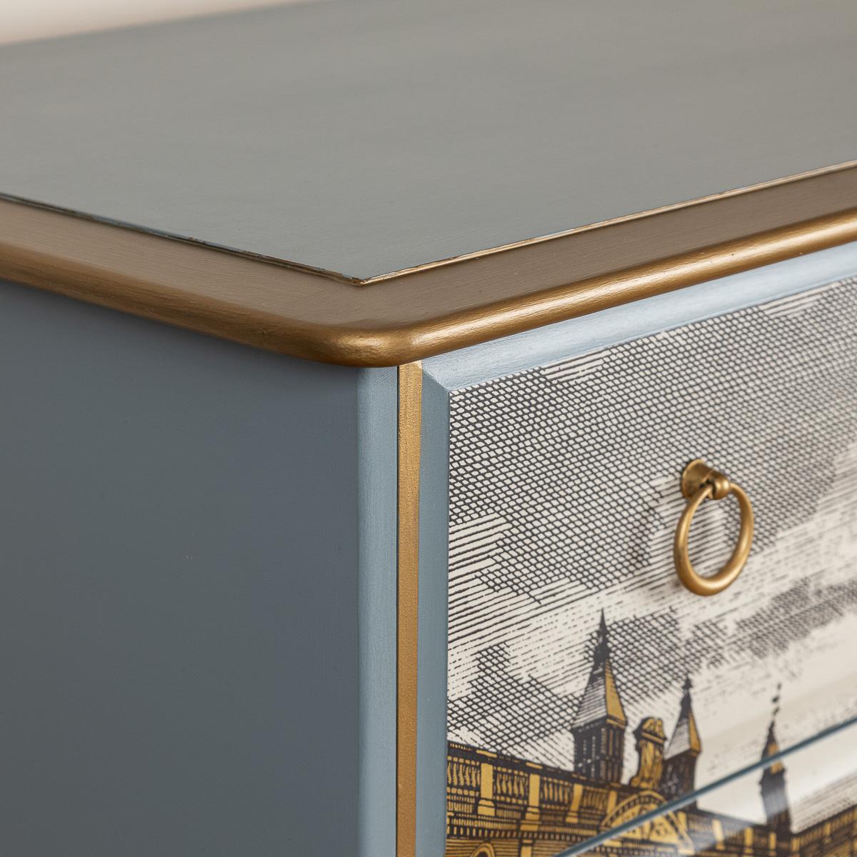 Metal Stag Minstrel Chest Of Drawers Handpainted & Decorated With Zoffany Paper
