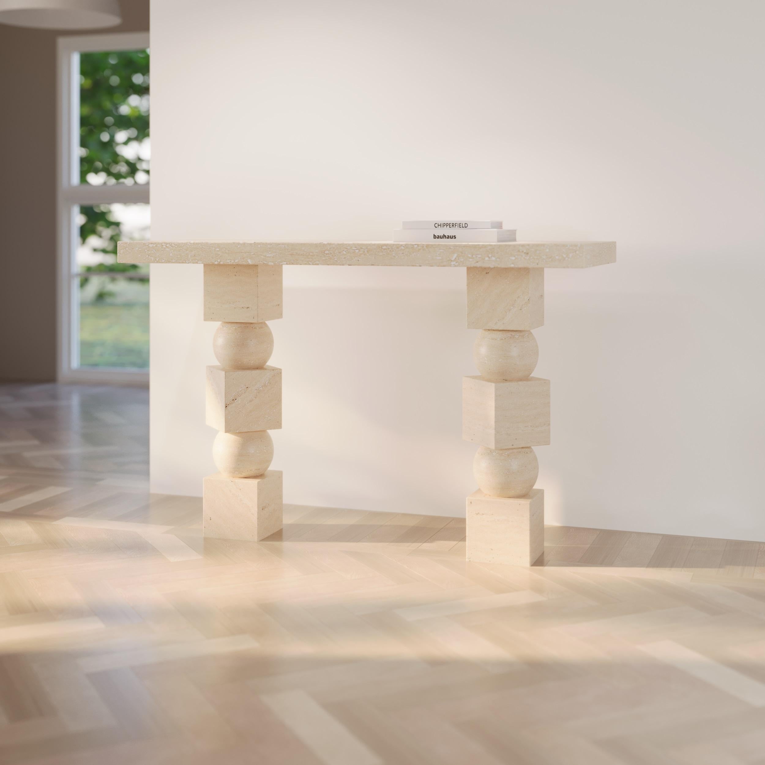 Indian Stage Console Table In Travertine Marble  For Sale