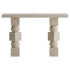 Stage Console Table In Travertine Marble 