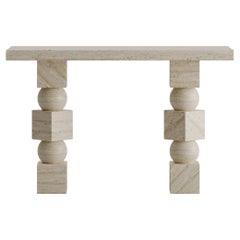 Stage Console Table In Travertine Marble