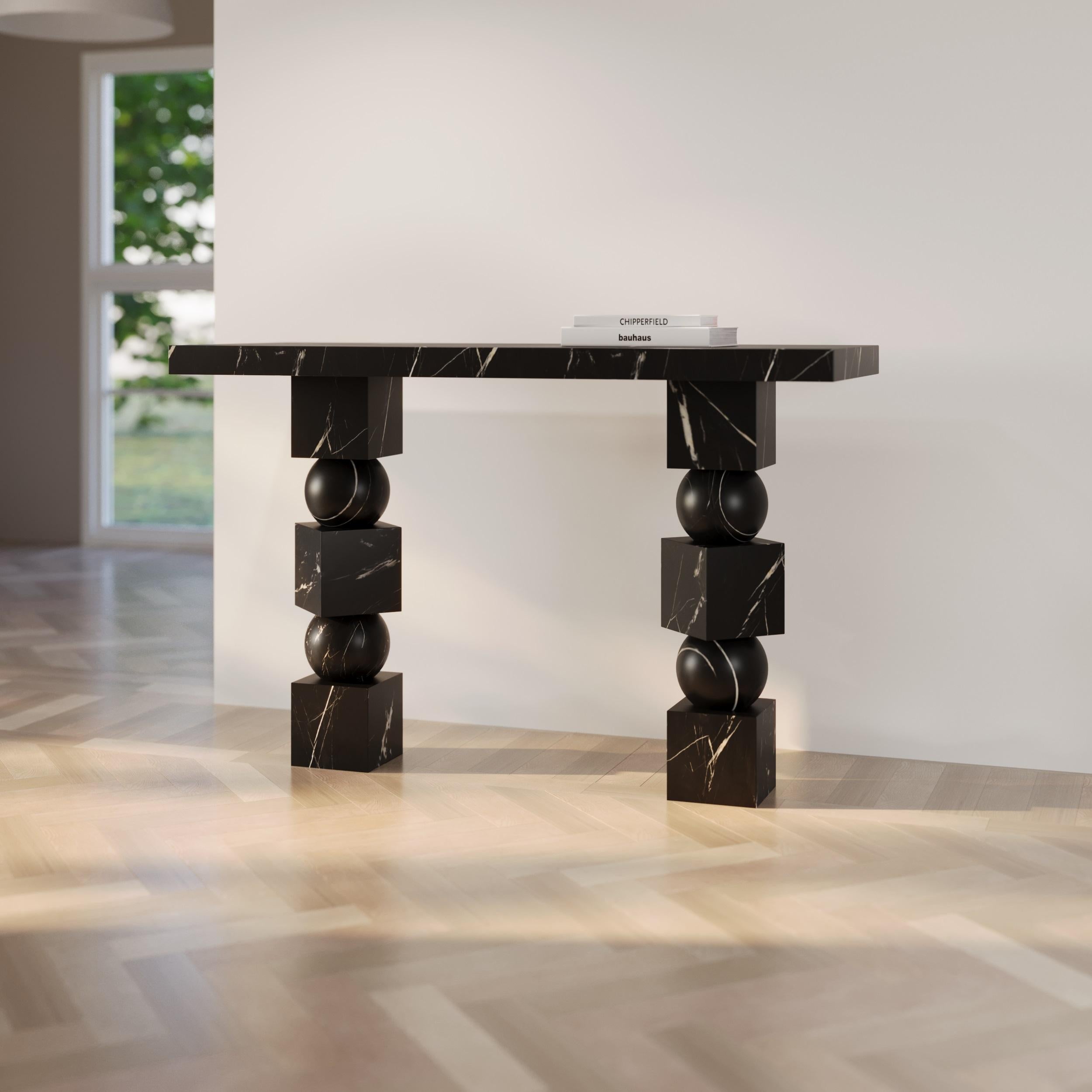 Indian Stage Console Table In White Panda Marble For Sale