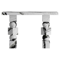 Stage Console Table In White Panda Marble 