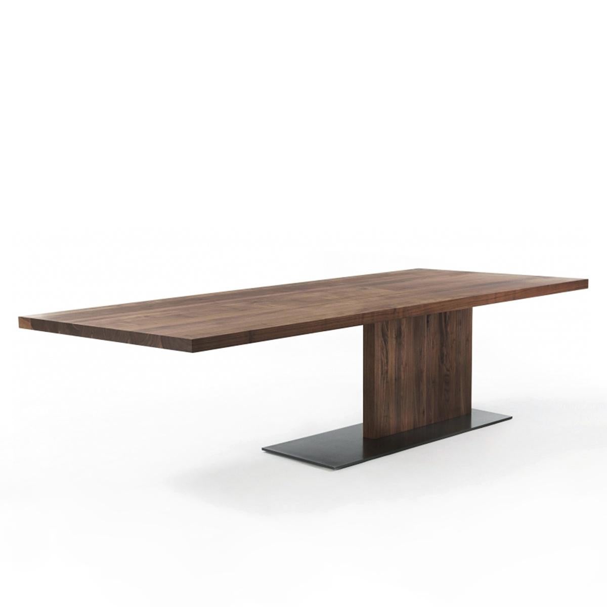 Dining table stage walnut with solid walnut wood
top made with glued slats with straight edges. With
solid walnut straight base. On lacquered iron base.
Available in
L 200 x D 100 x H 75 cm, price 11400,00€.
L 220 x D 100 x H 75 cm, price