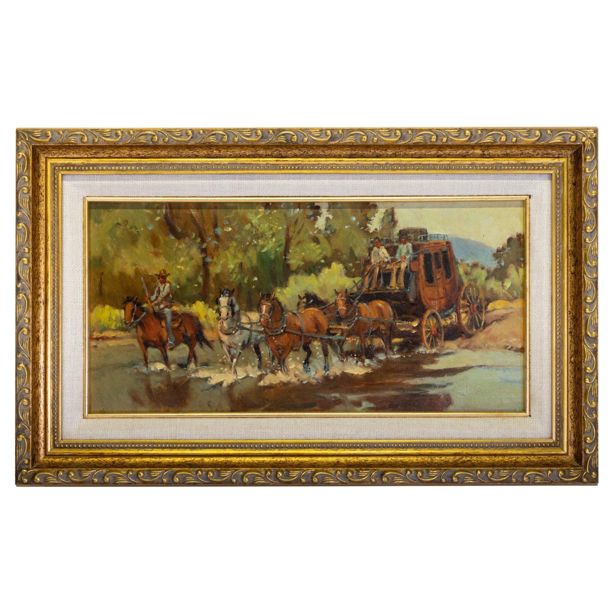 "Stagecoach Crossing" Original Painting by Sheryl Bodily For Sale