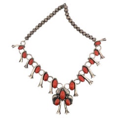 Stagecoach Springs  Vintage Handmade Sterling Silver Squash Blossoms Coral