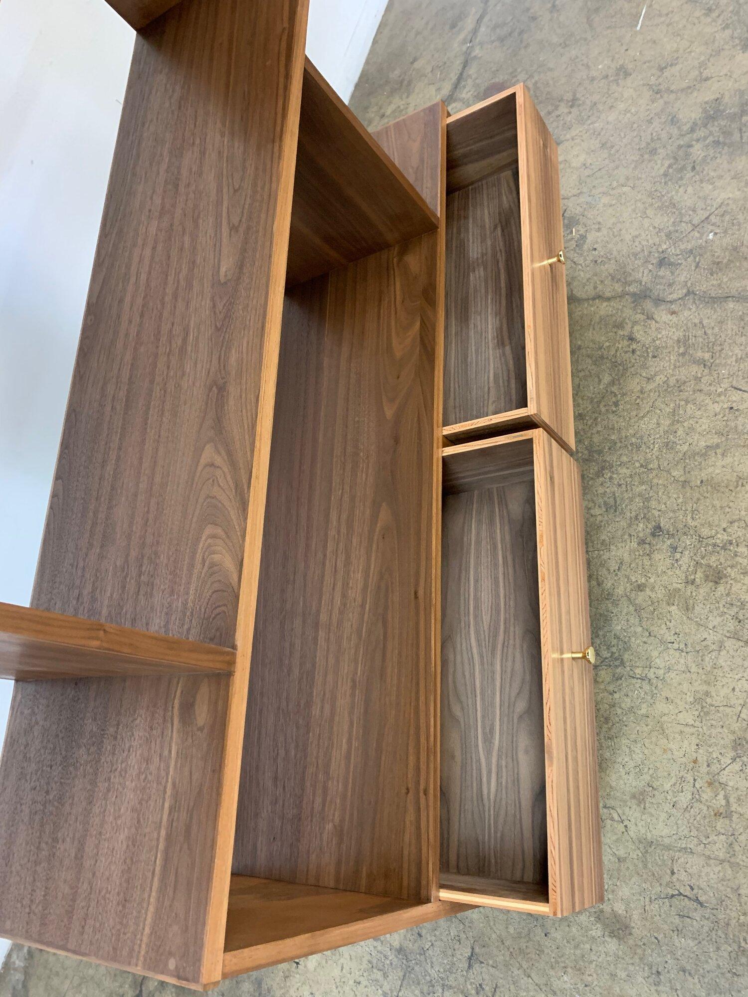 Staggered Bookcase in Walnut -double closed- Floor model in San Francisco For Sale 2