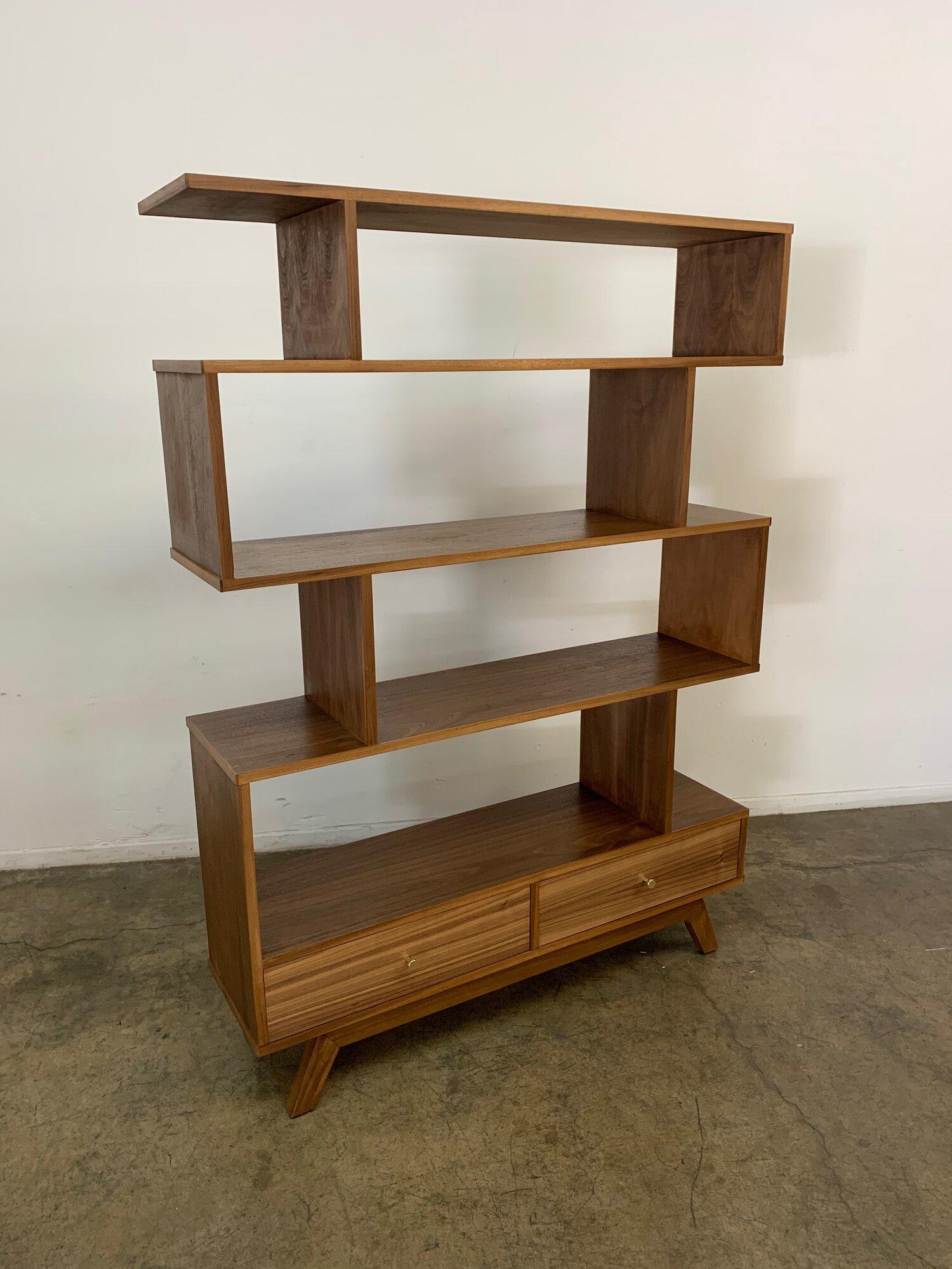 Staggered Bookcase in Walnut -double closed- Floor model in San Francisco For Sale 3