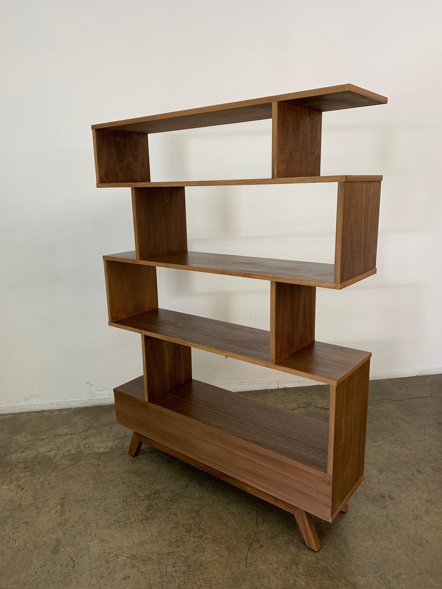 Staggered Bookcase in Walnut -double closed- Floor model in San Francisco For Sale 5