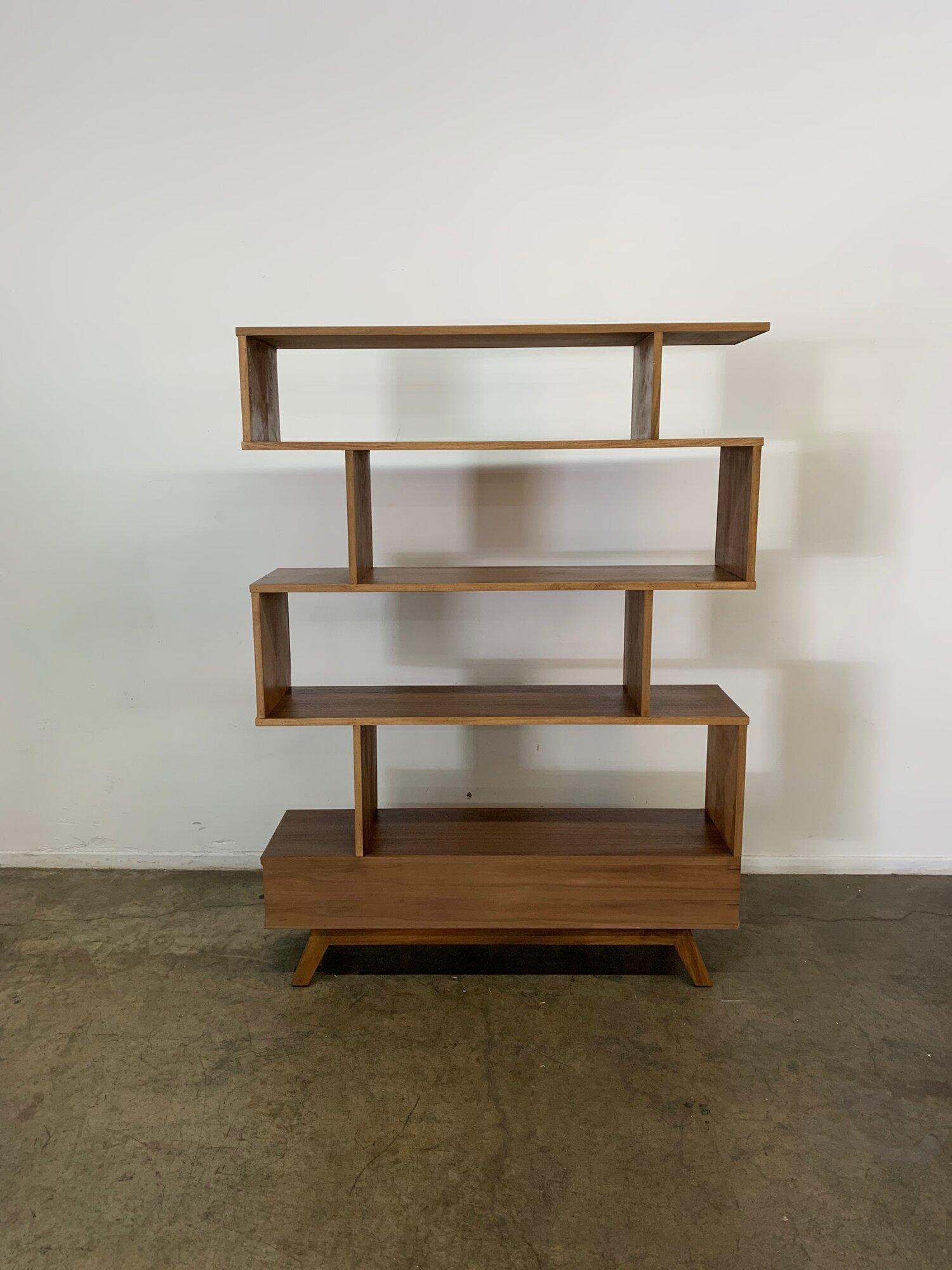 Staggered Bookcase in Walnut -double closed- Floor model in San Francisco For Sale 6