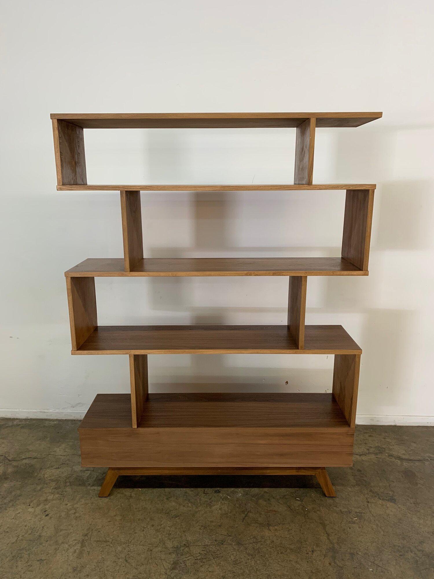 Staggered Bookcase in Walnut -double closed- Floor model in San Francisco For Sale 11