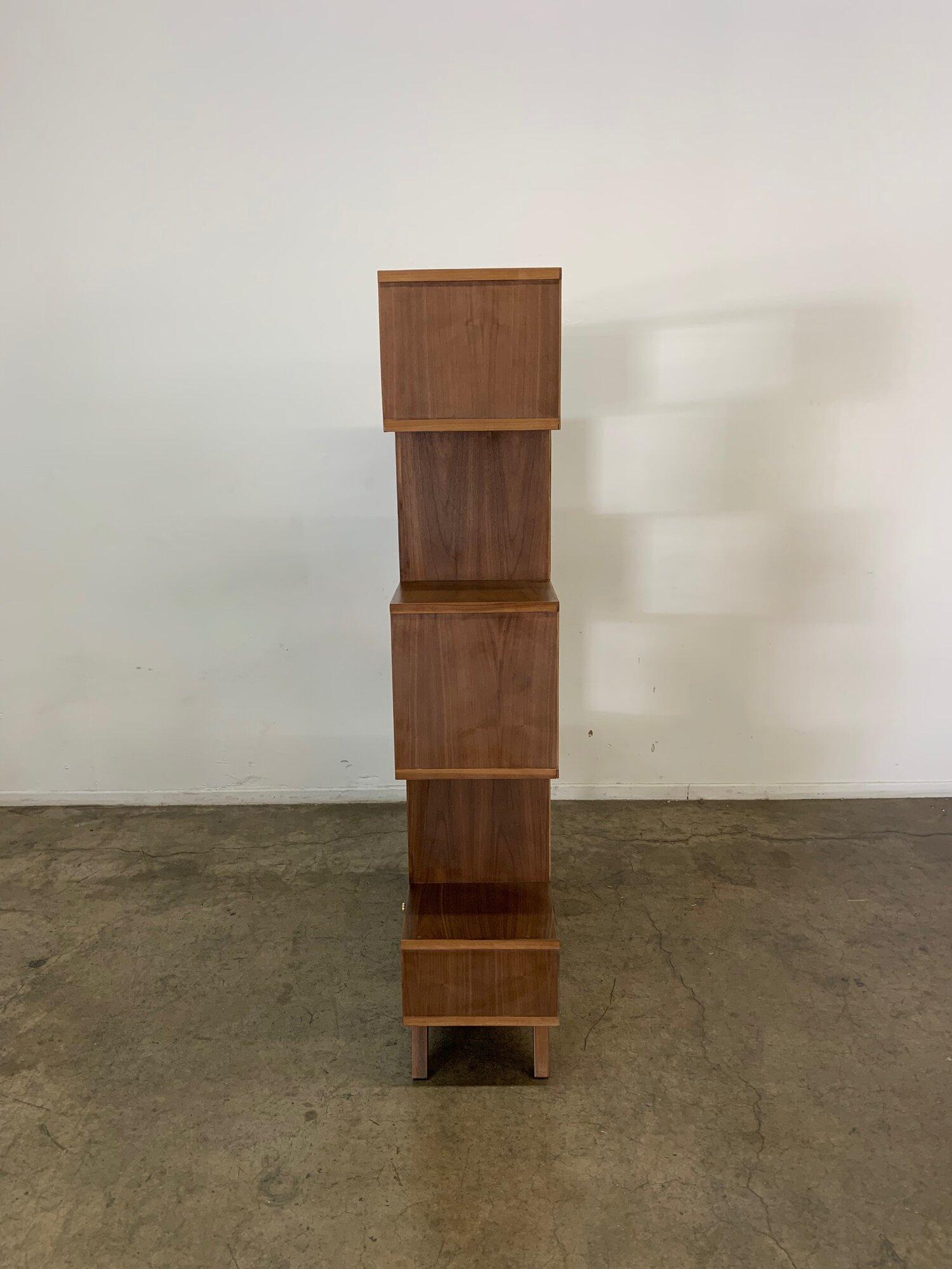 Staggered Bookcase in Walnut -double closed- Floor model in San Francisco For Sale 12