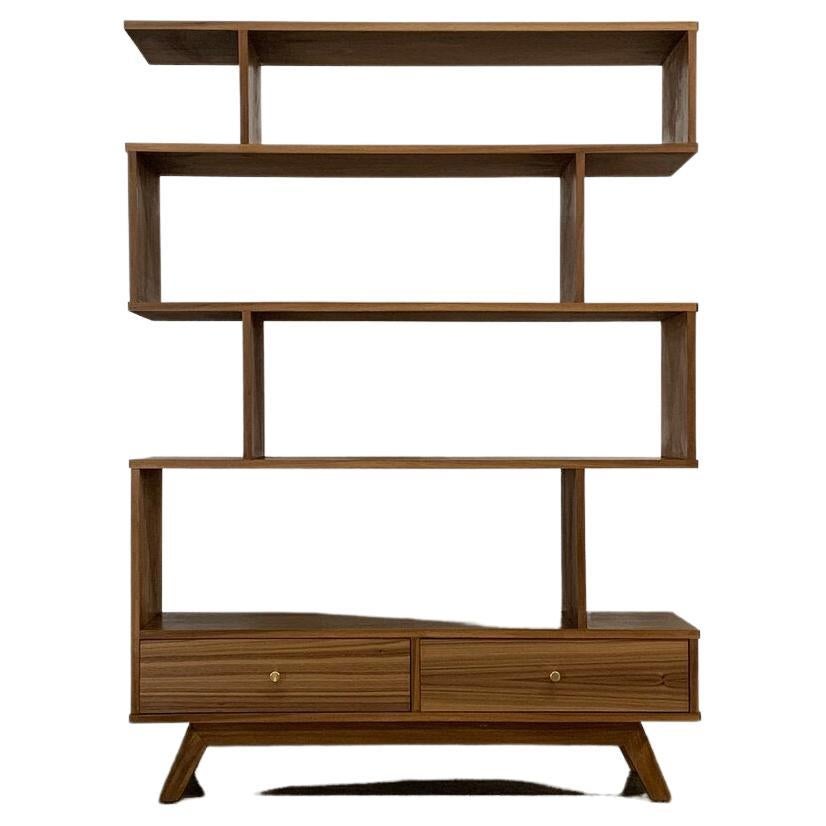 Staggered Bookcase in Walnut -double closed- Floor model in San Francisco For Sale
