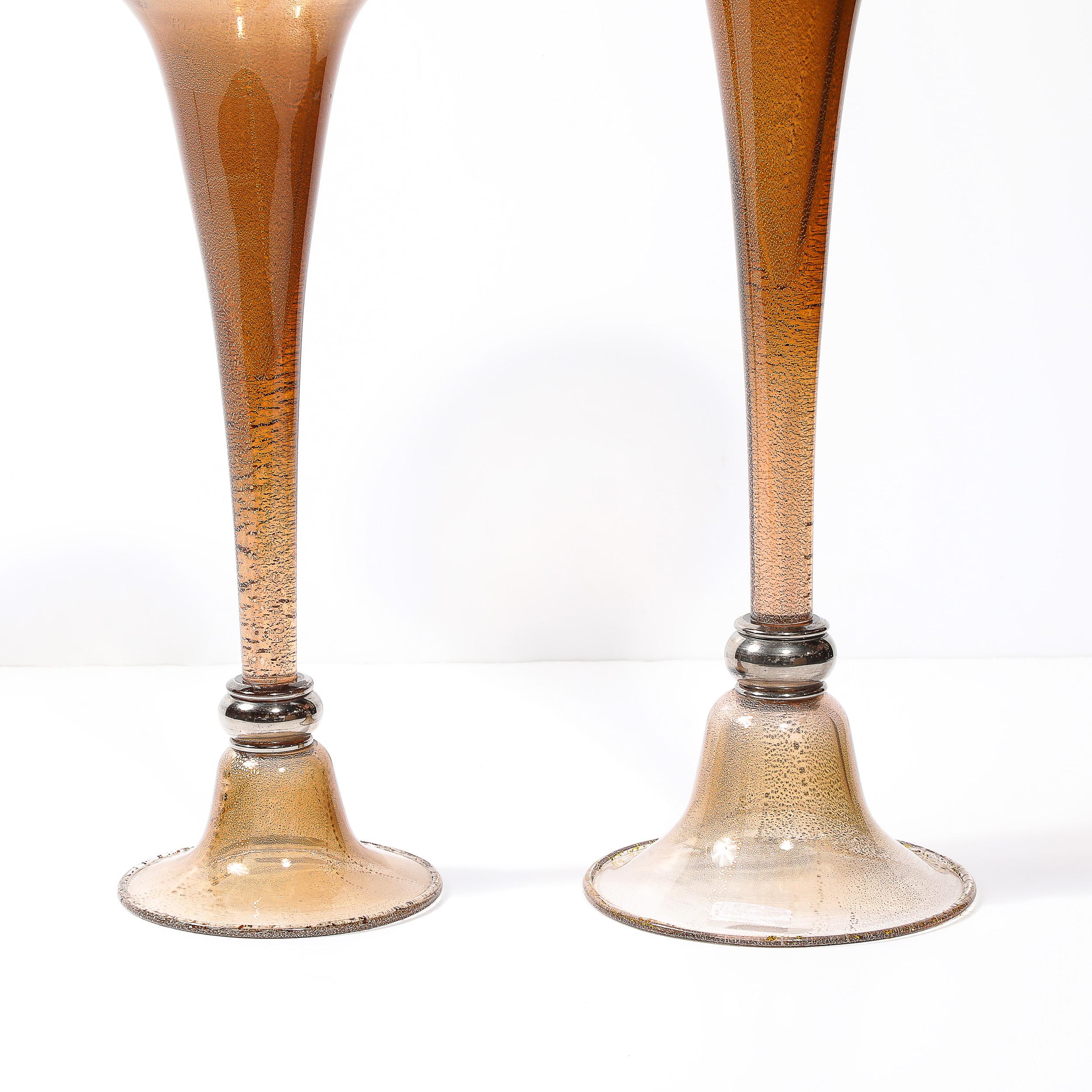 Vasi sfalsati in vetro di Murano soffiato a mano in bronzo fumé di Seguso Vetri d'Arte In condizioni ottime in vendita a New York, NY