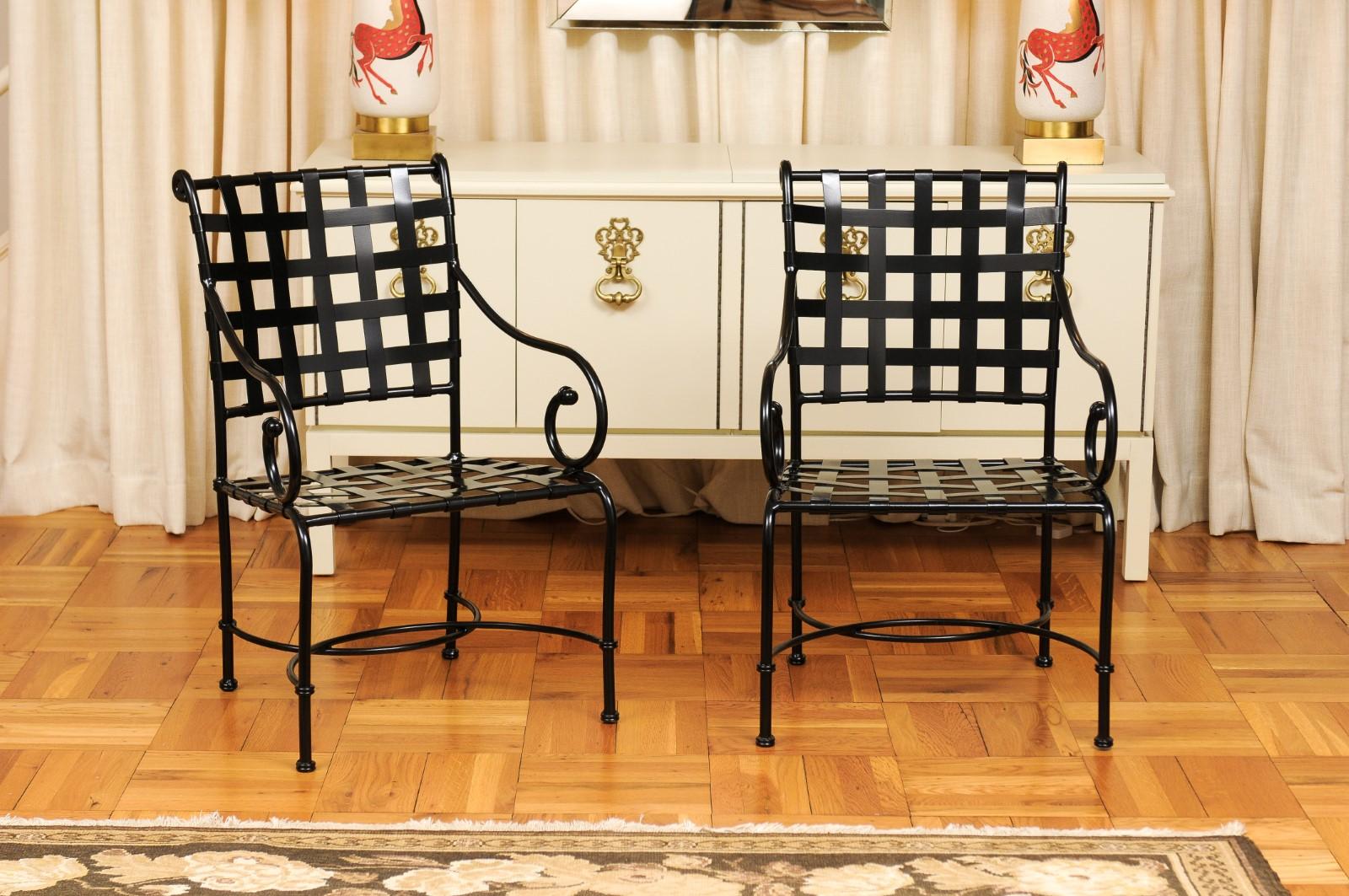 These magnificent chairs are shipped as professionally photographed and described in the listing narrative: Meticulously professionally sandblasted and powder coated; completely installation ready. This stellar ALL ARMS set of difficult to find