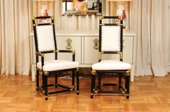 Superbe ensemble de 16 chaises de salle à manger Art Déco en rotin et en rotin par Henry Olko