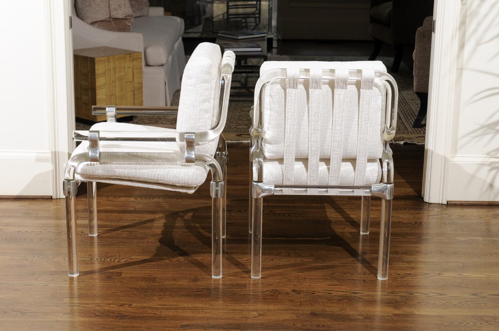 Staggering Set of 8 Lucite Arm Dining Chairs by Jeff Messerschmidt, 1985 For Sale 3