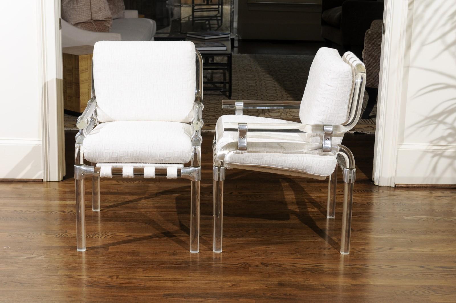 Staggering Set of 8 Lucite Arm Dining Chairs by Jeff Messerschmidt, 1985 For Sale 4