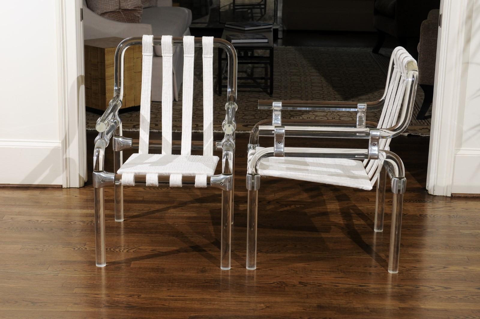 Staggering Set of 8 Lucite Arm Dining Chairs by Jeff Messerschmidt, 1985 For Sale 8