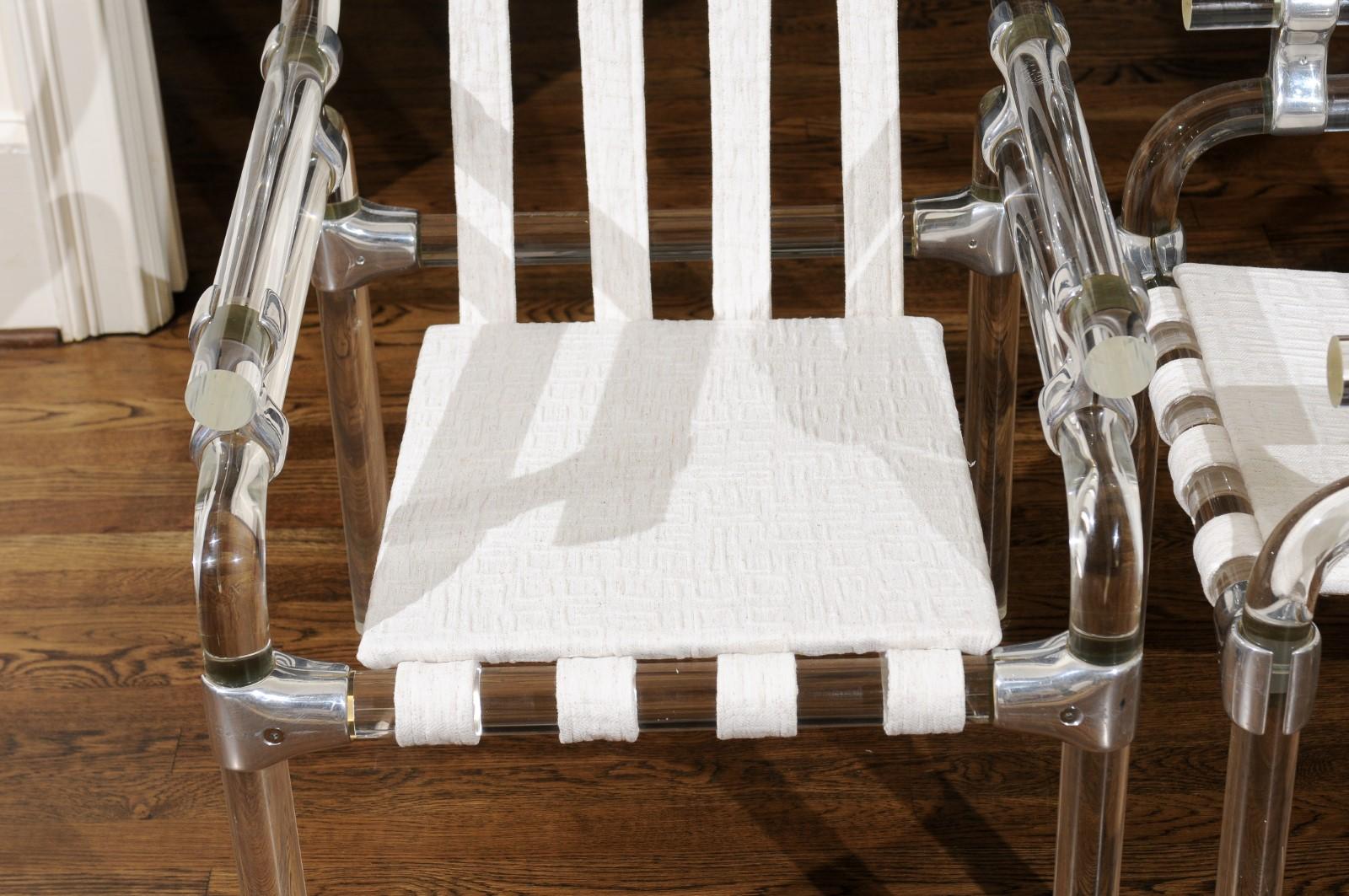 Superbe ensemble de 8 chaises de salle à manger à bras en lucite de Jeff Messerschmidt, 1985 en vente 9