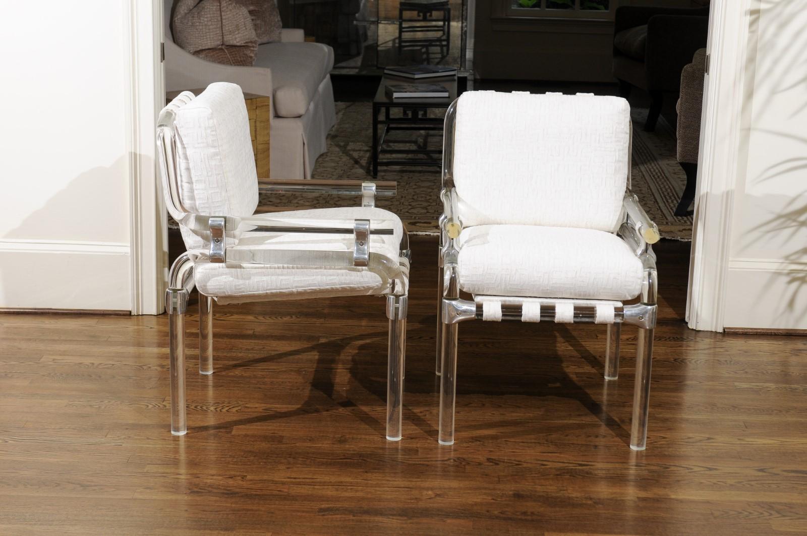 Unknown Staggering Set of 8 Lucite Arm Dining Chairs by Jeff Messerschmidt, 1985 For Sale