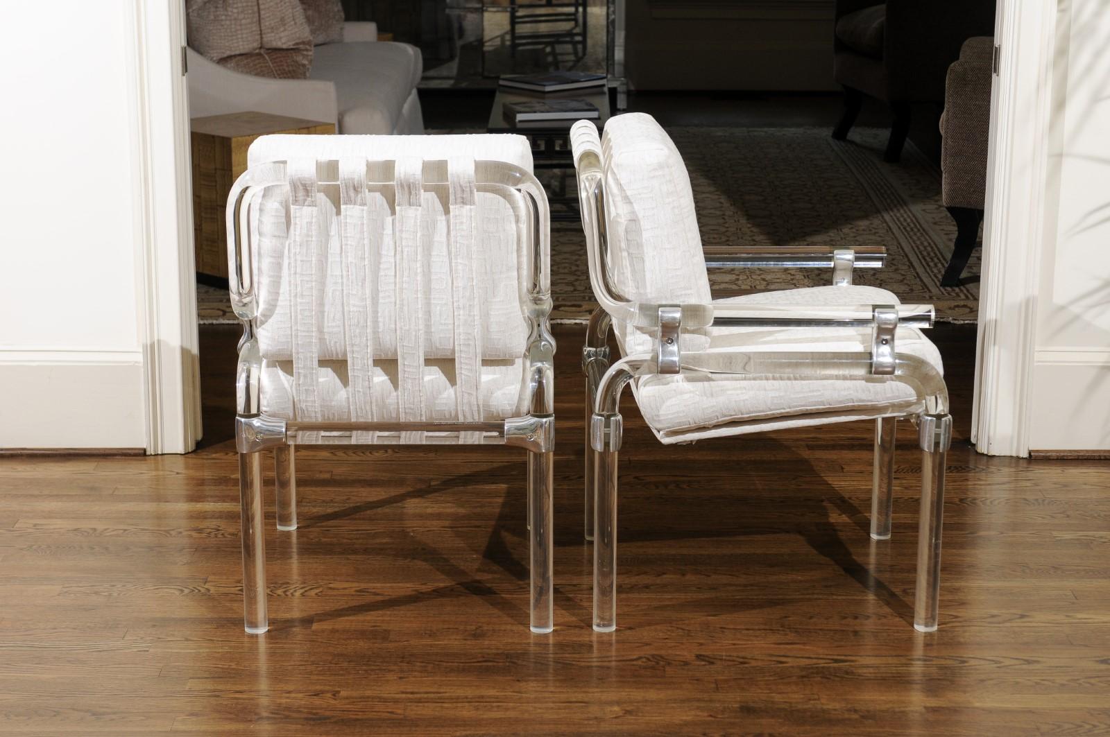 Staggering Set of 8 Lucite Arm Dining Chairs by Jeff Messerschmidt, 1985 For Sale 1