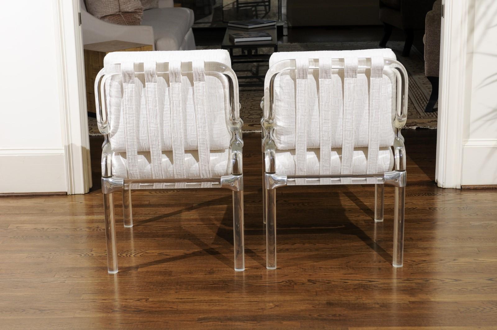 Staggering Set of 8 Lucite Arm Dining Chairs by Jeff Messerschmidt, 1985 For Sale 2