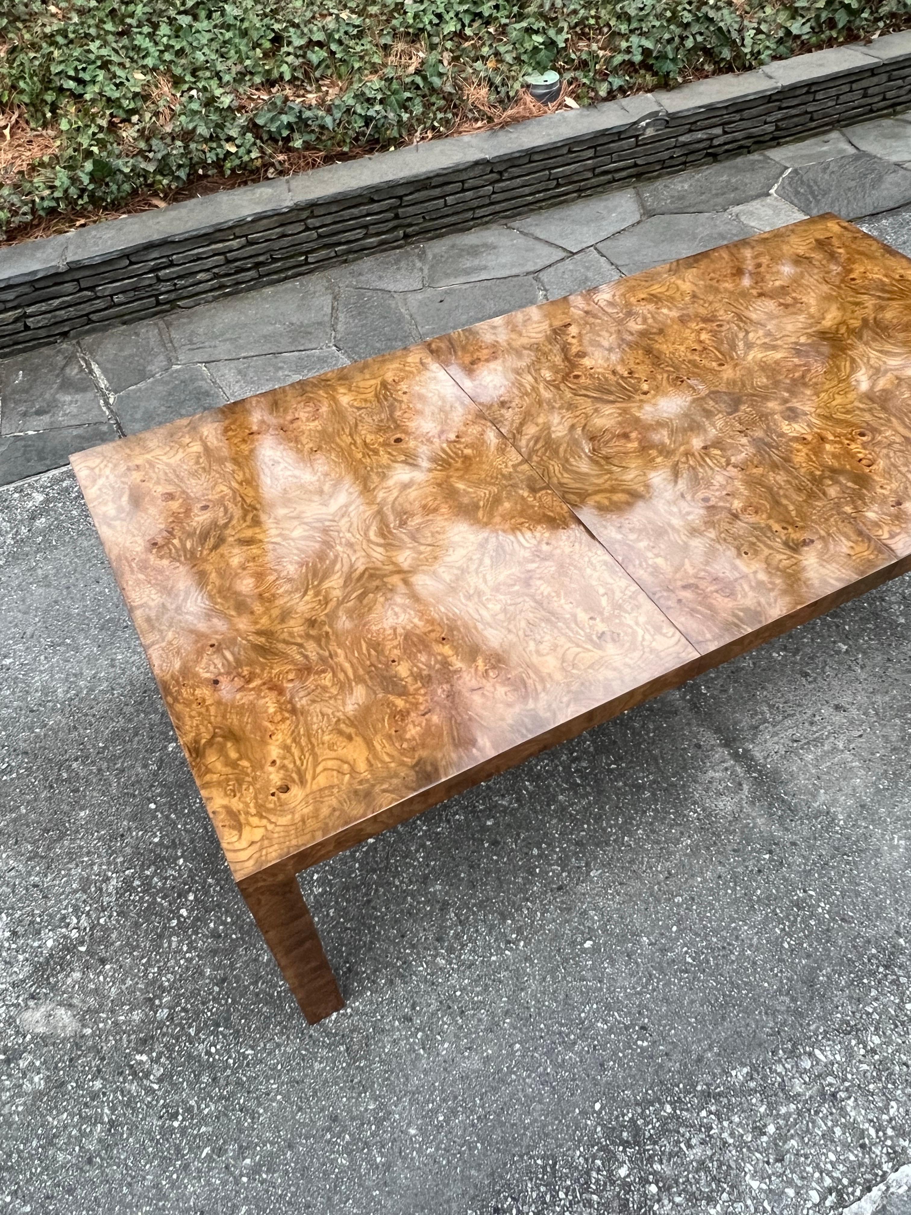 Staggering Vintage Bookmatch Burl Elm Dining Table by Edward Wormley for Dunbar For Sale 5
