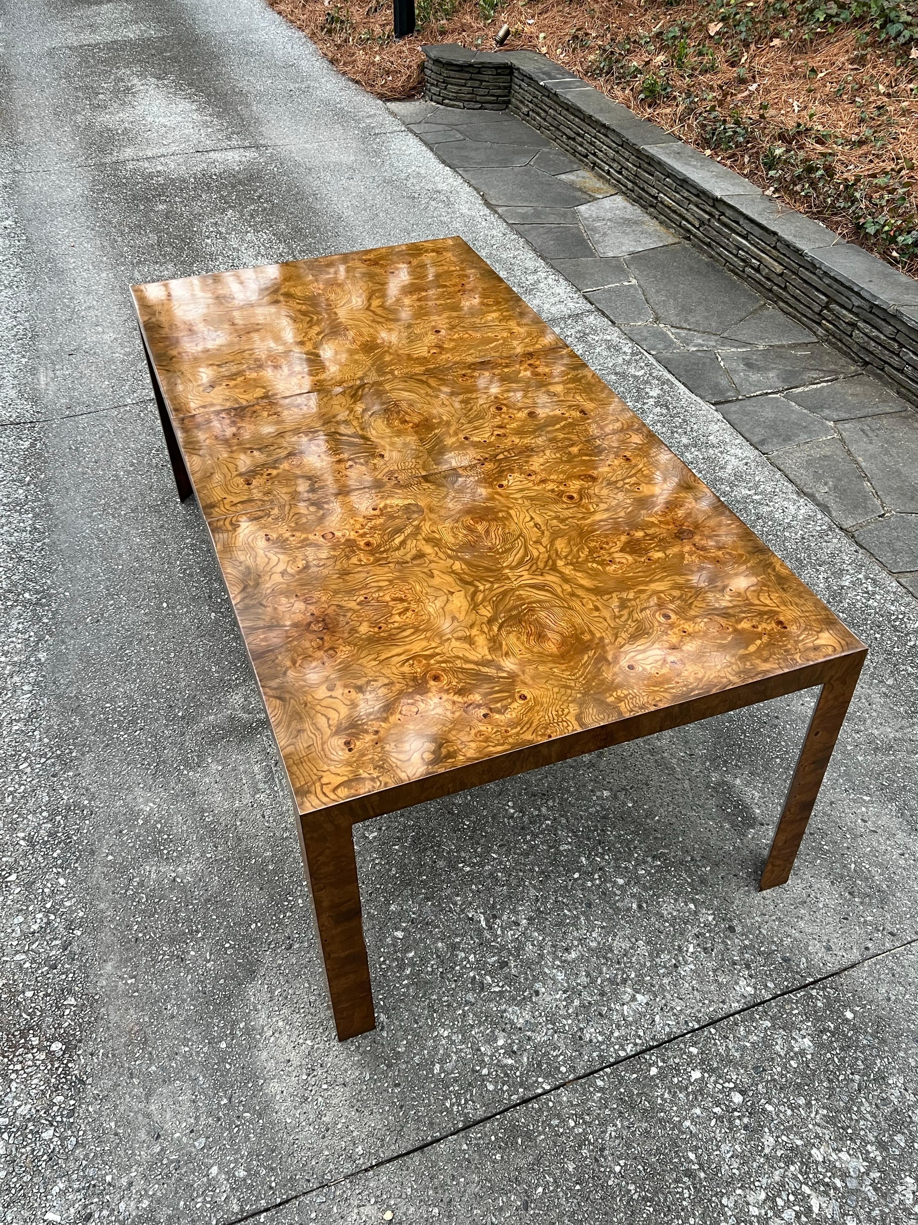Staggering Vintage Bookmatch Burl Elm Dining Table by Edward Wormley for Dunbar For Sale 9