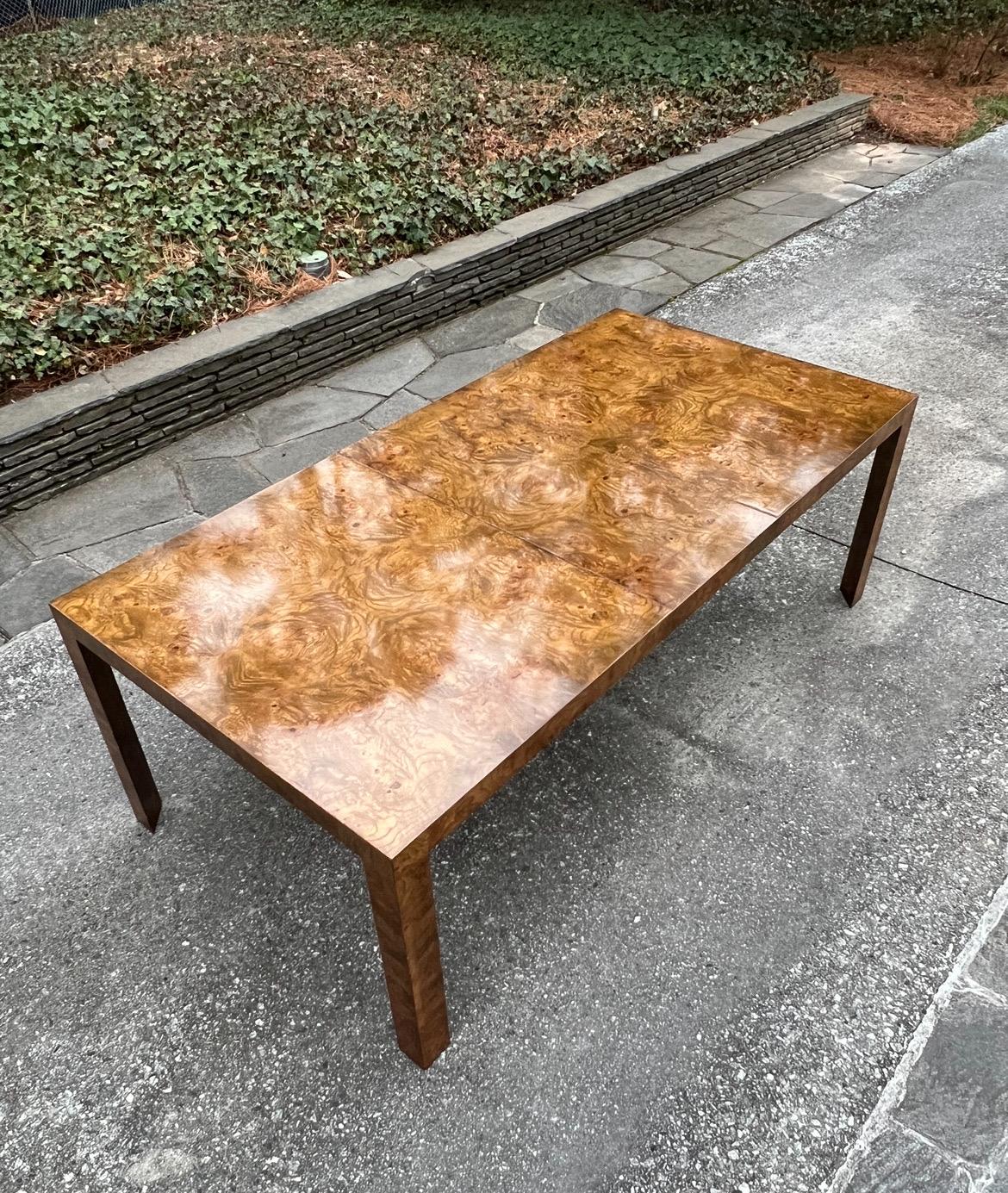 Organic Modern Staggering Vintage Bookmatch Burl Elm Dining Table by Edward Wormley for Dunbar For Sale