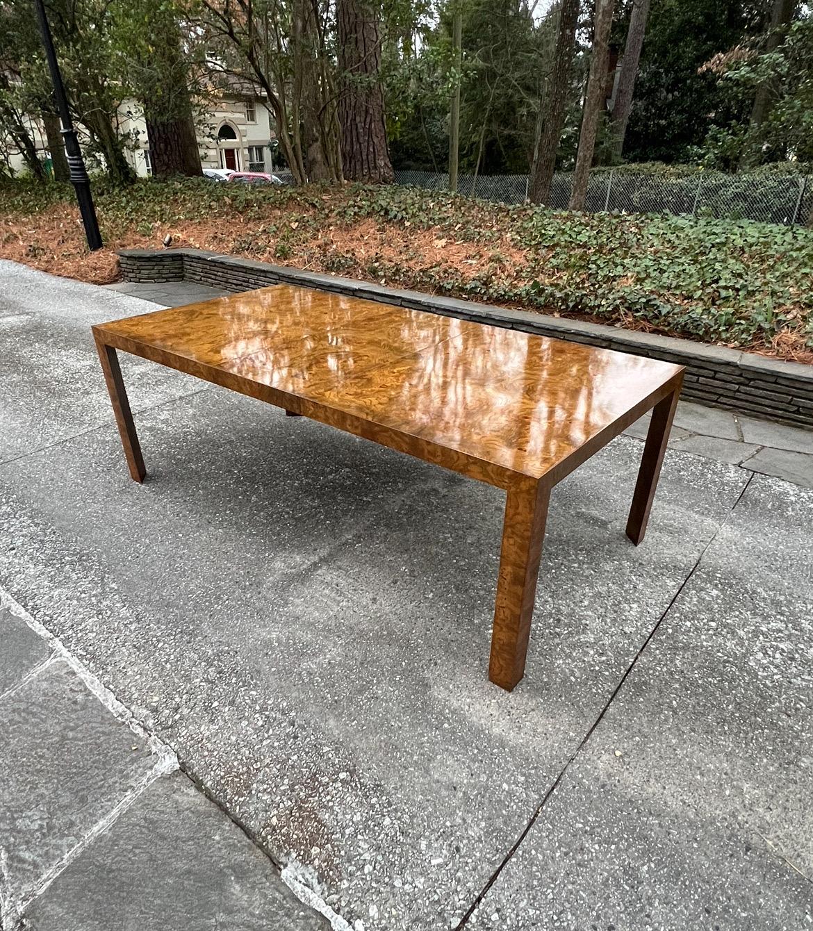 Staggering Vintage Bookmatch Burl Elm Dining Table by Edward Wormley for Dunbar In Excellent Condition For Sale In Atlanta, GA
