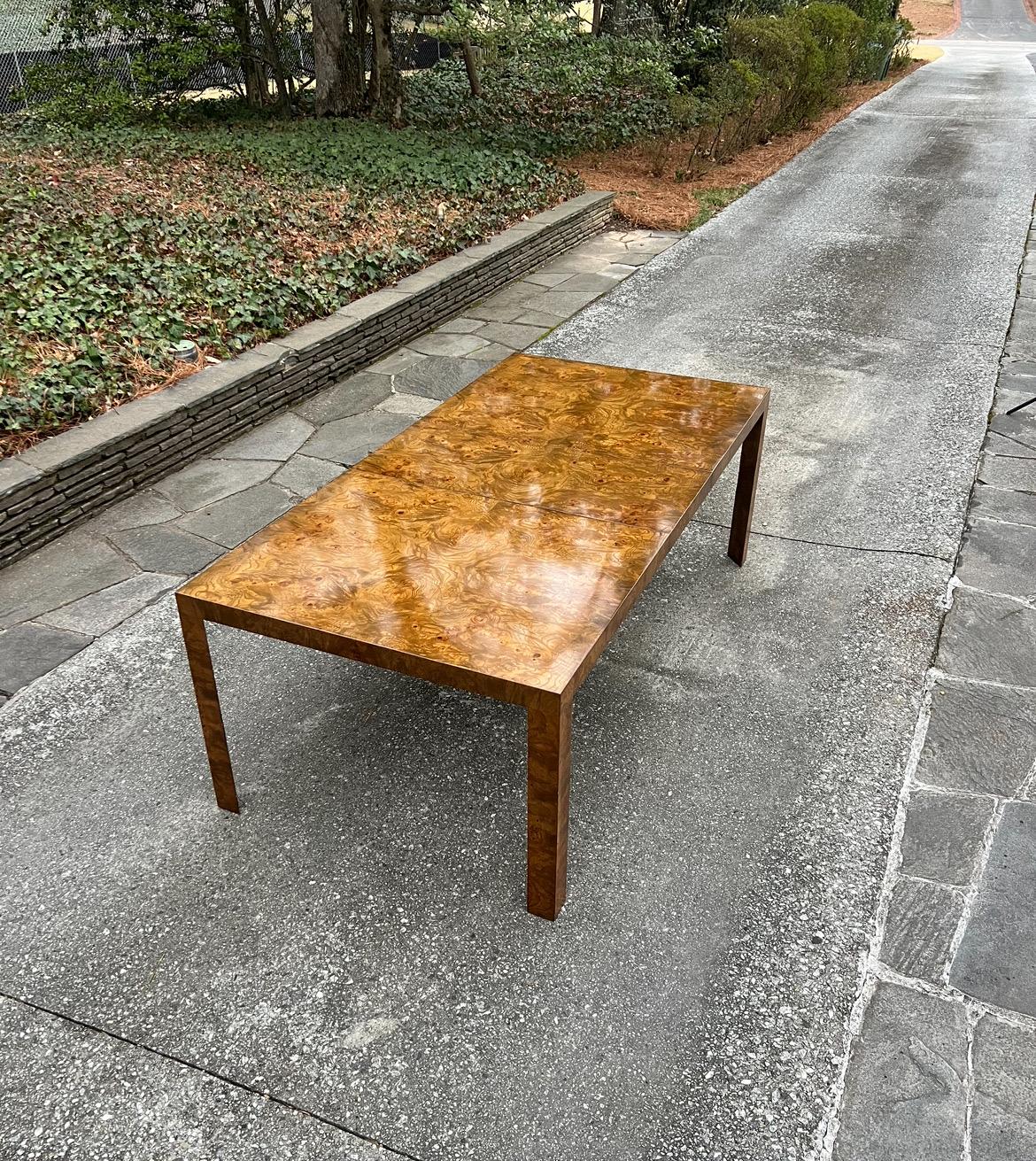 Staggering Vintage Bookmatch Burl Elm Dining Table by Edward Wormley for Dunbar For Sale 1
