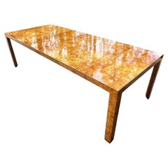 Asombrosa mesa de comedor vintage Bookmatch Burl Elm de Edward Wormley para Dunbar