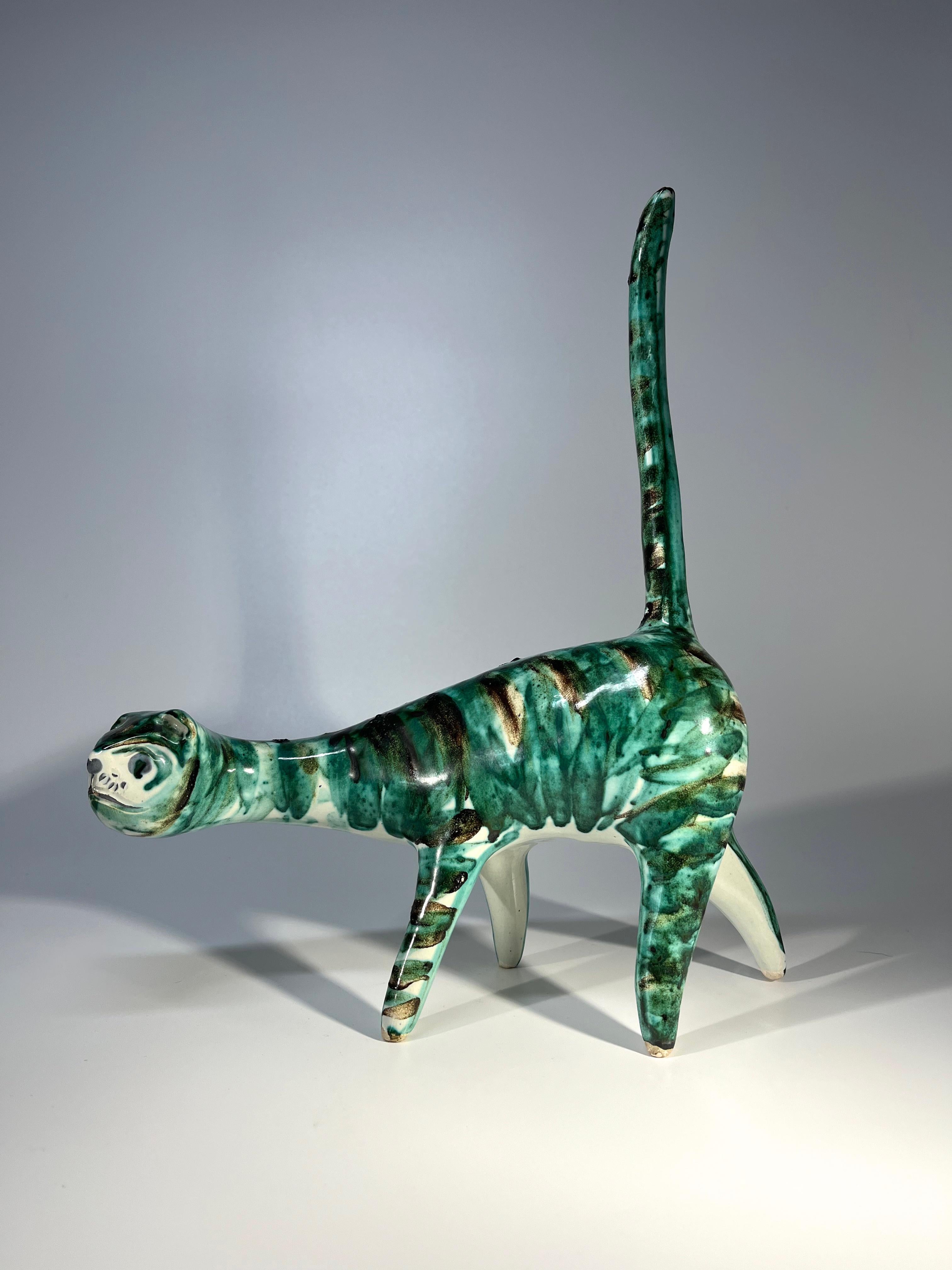 Mid-Century Modern Staggeringly Unusual Abstract Feline Sculpture, Attributed Alessio Tasca, Italy For Sale