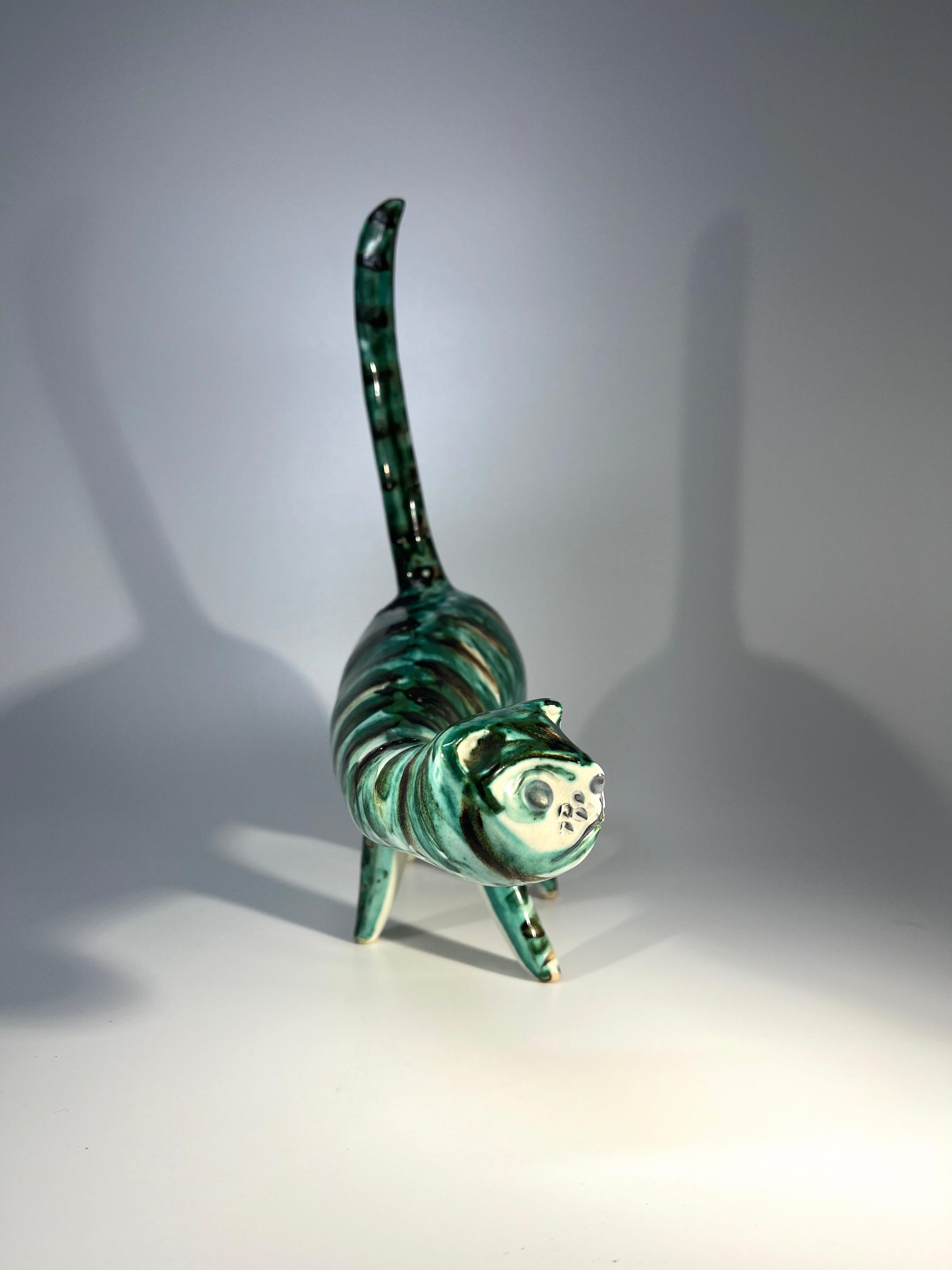 20th Century Staggeringly Unusual Abstract Feline Sculpture, Attributed Alessio Tasca, Italy For Sale