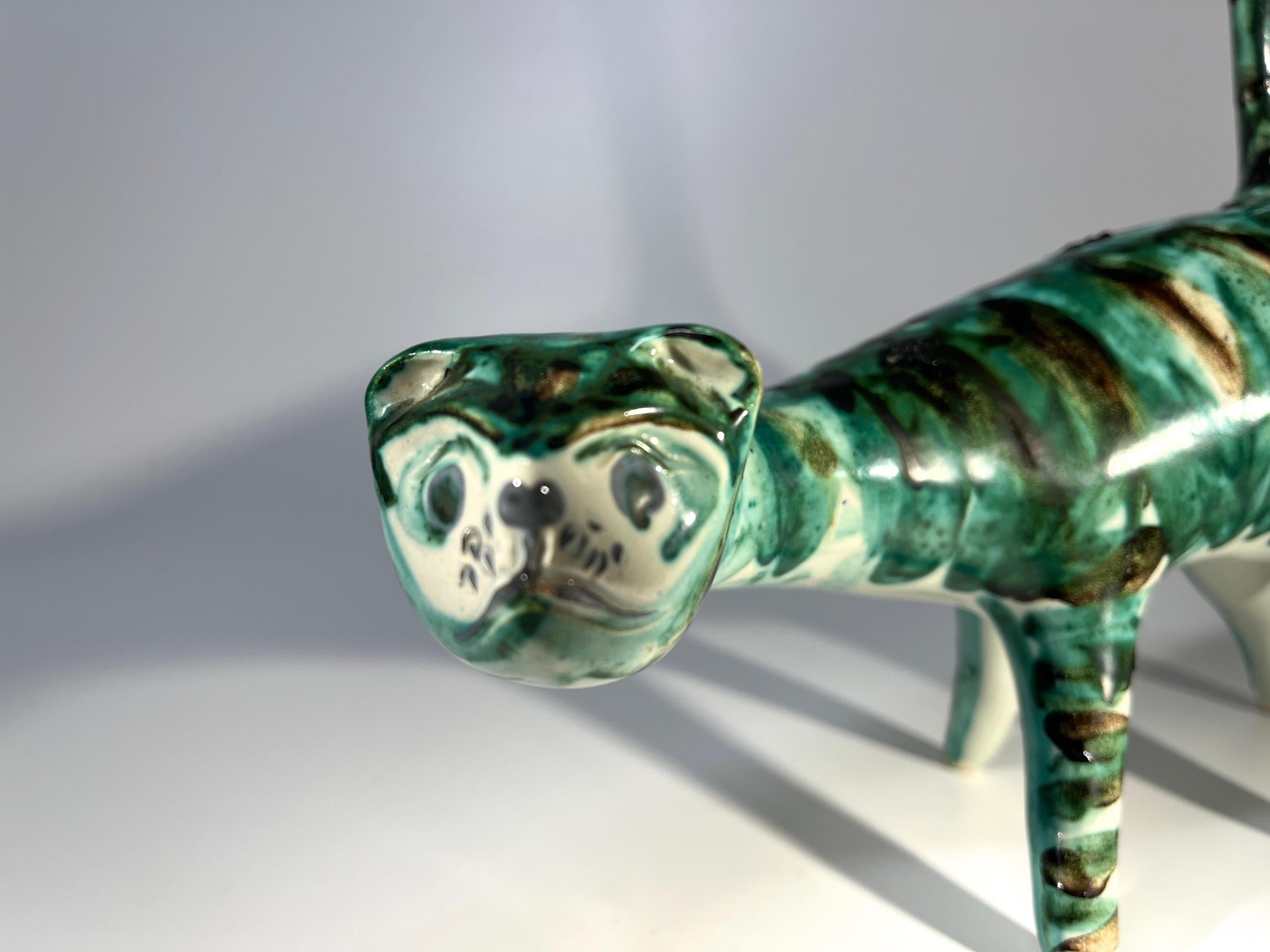 Ceramic Staggeringly Unusual Abstract Feline Sculpture, Attributed Alessio Tasca, Italy For Sale