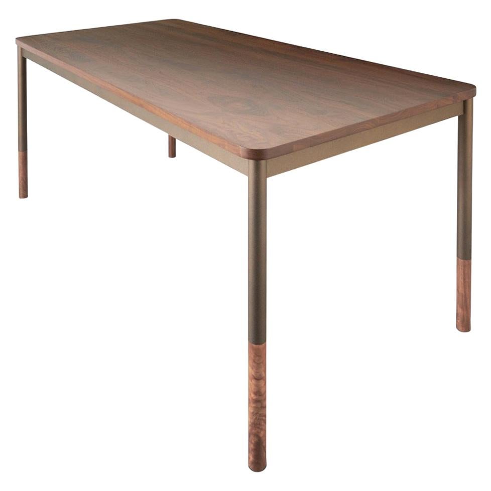 Stagger Up Dining Table, Handcrafted in Walnut with Oiled Bronze Finished Legs