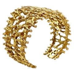 "Staghorn Coral" Handmade Openwork Cuff Bracelet in 18 Karat Yellow Gold
