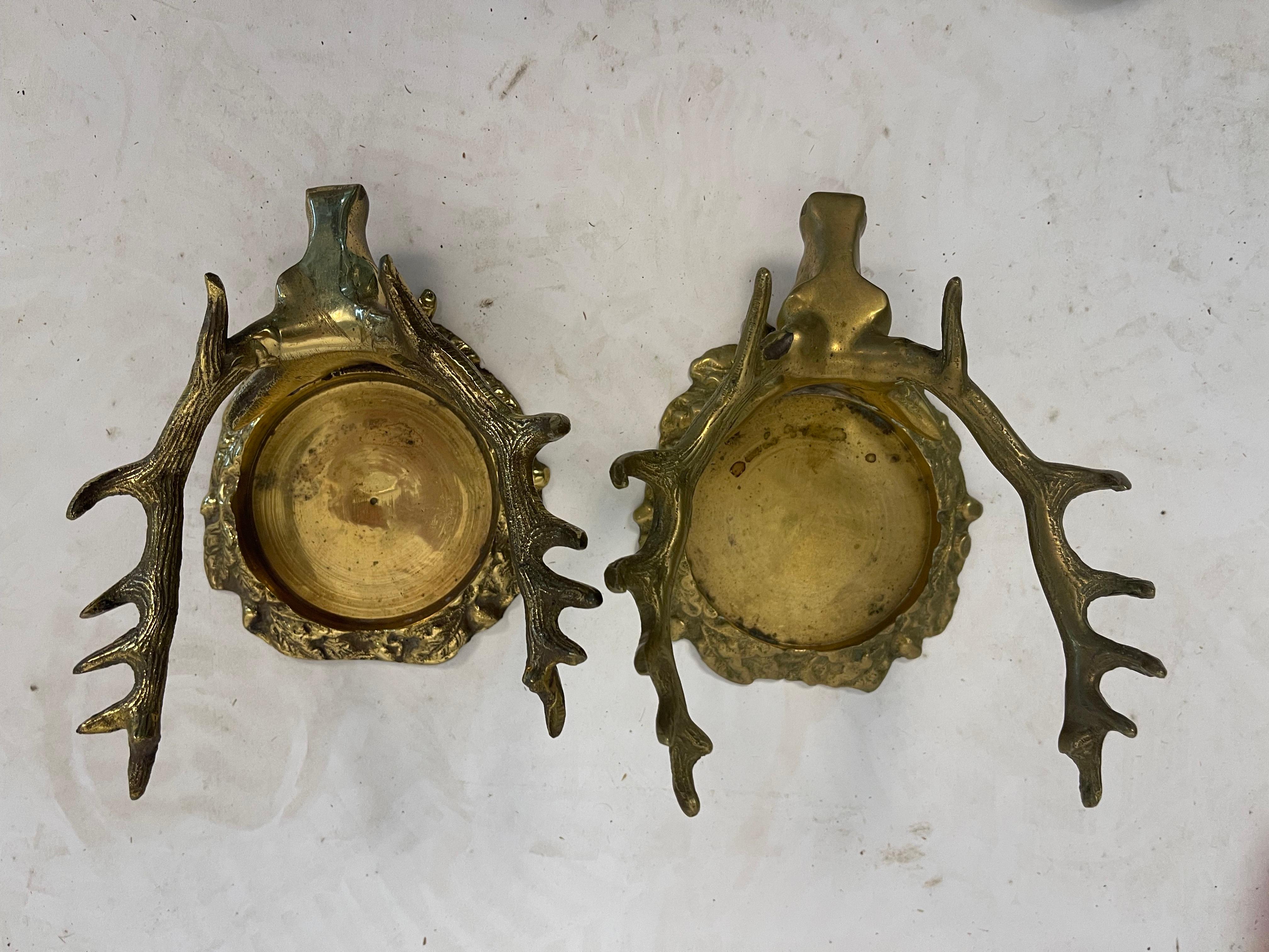 Stags Head Brass Wine Bottle Holders In Good Condition For Sale In Essex, MA