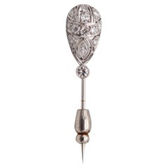 Antique STAIGER & SONS 1925 Art Deco Tie-Pin Brooch In Platinum With VS Diamonds